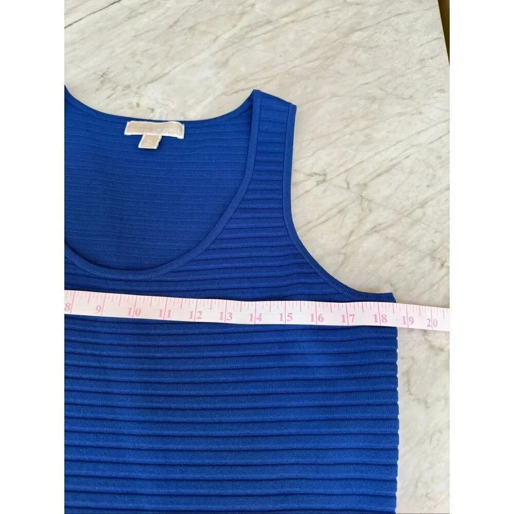 MICHAEL KORS Sleeveless Pleated Sweater Dress Royal Blue size XL